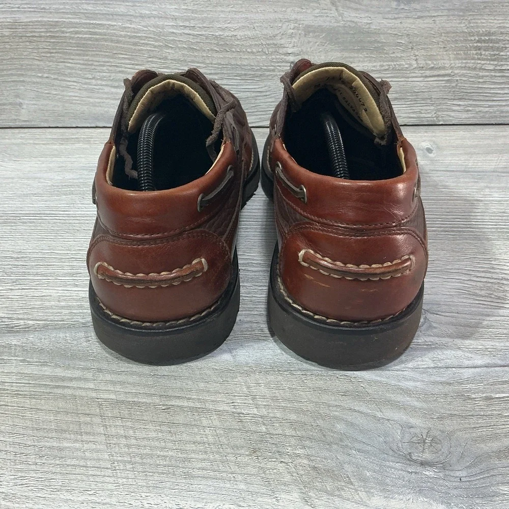 LL Bean Allagash Bison Handsewn Boat Shoes Oxford 244472 Brown Men's Size 12 EE